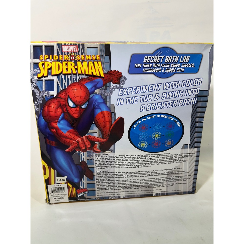 Marvel Spider-Man 2011 Secret Bath Lab Bubble Bath Fizzy Goggles Microscope Kit - Picture 5 of 12